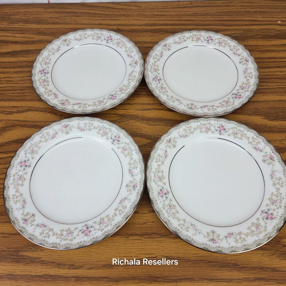 Noritake Edgewood 6.25" Bread And Butter Plates Lot Of 4 5807 Floral Roses Japan